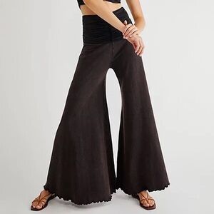Free People Jayla Ruched Wide Leg Pants Washed Black FP One Women’s Wide Leg M